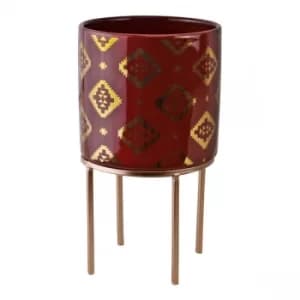 Small Kasbah Design Ceramic Planter, Red