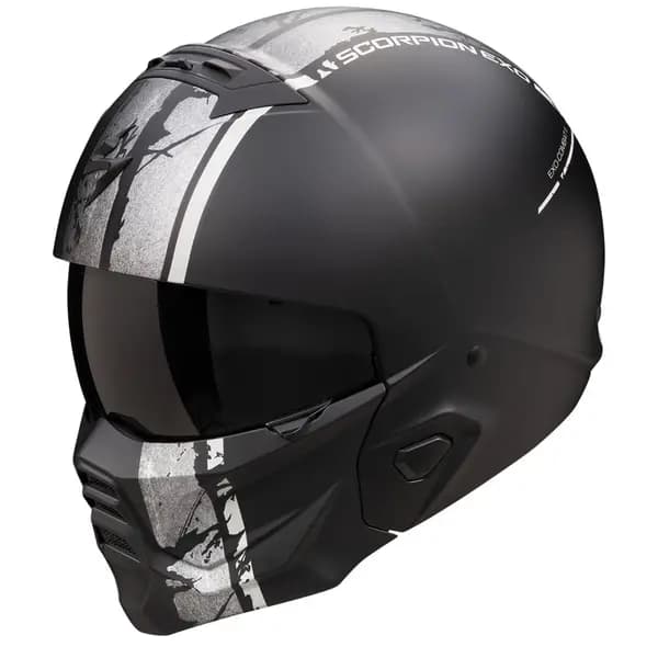 Scorpion Exo-Combat II Lord Matt Black Silver Jet Helmet Size M