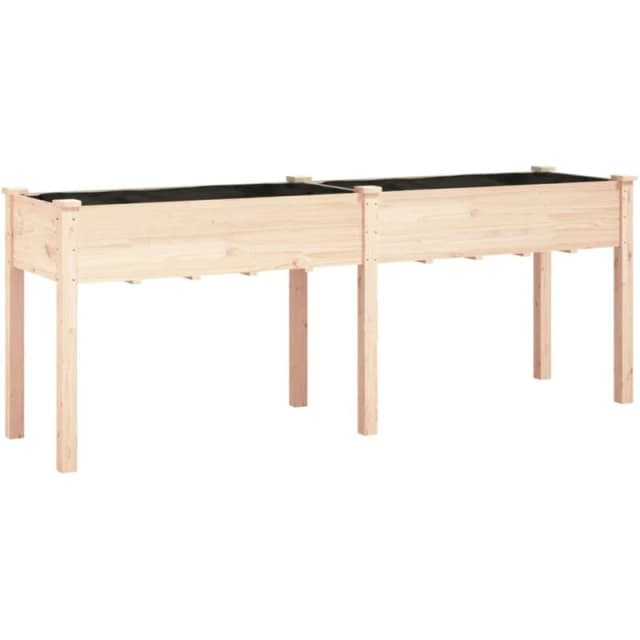 VIDAXL Planter with Liner 203x53x76cm Solid Wood Fir vidaXL 8720845823986