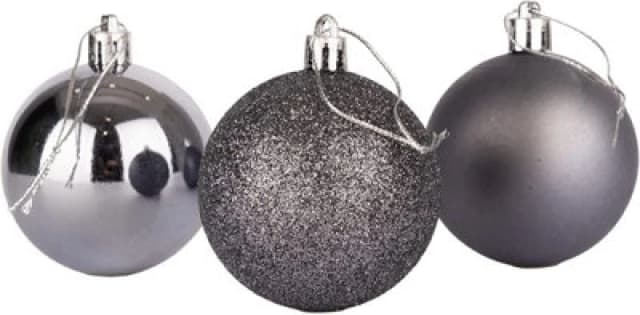 Shatchi 10Cm/3Pcs Christmas Baubles Shatterproof Dark Grey,tree Decorations