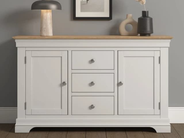 Seconique Bordeaux Ivory and Oak 2 Door 3 Drawer Sideboard Assembled