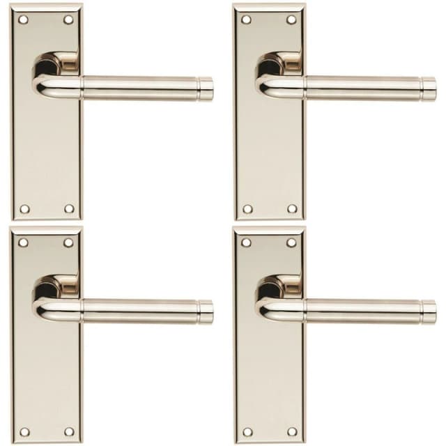 Loops 4x PAIR Round Bar Handle on Latch Backplate 150 x 50mm Polished & Satin Nickel Metallics