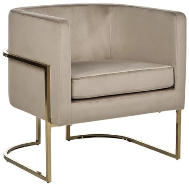 Beliani Velvet Armchair Taupe Sirkka