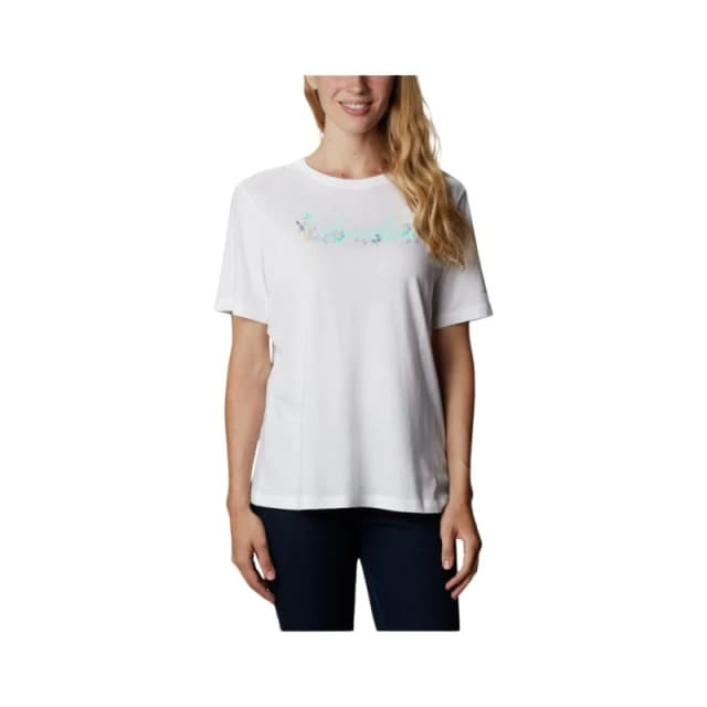 Womens T-Shirt Columbia Bluebird Day Relaxed Crew Neck Blanc Female L
