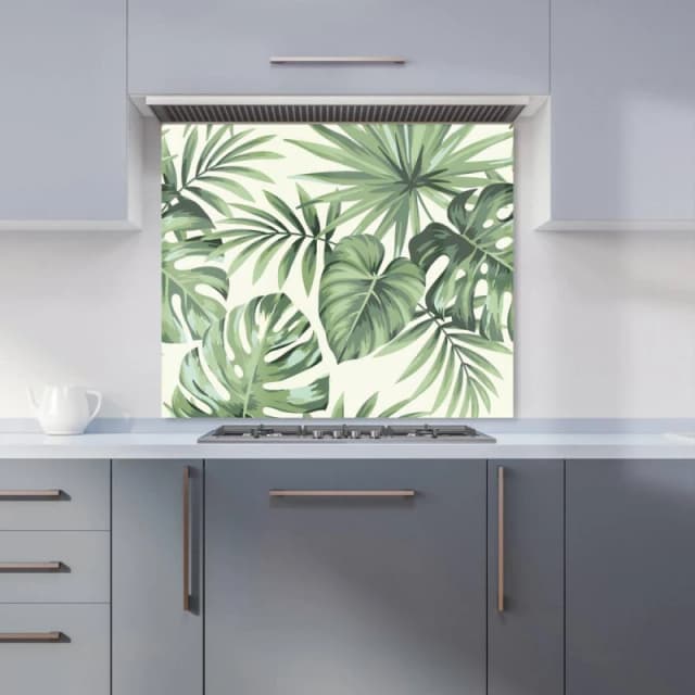Warren Reed - Designer Exotic Palm Leaves Kitchen Splashback in Green Size: 600mm x 650mm Green Unisex 600mm x 650mm