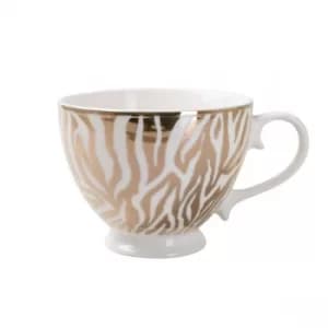 Animal Luxe Footed Mug Zebra Print Gold