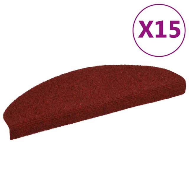 vidaXL 15x Self-adhesive Stair Mats Needle Punch 65x21x4cm Red Tread Rugs