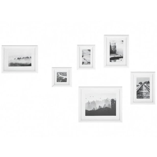 Beliani Set Of 6 Photo Frames Zinare Landscape White
