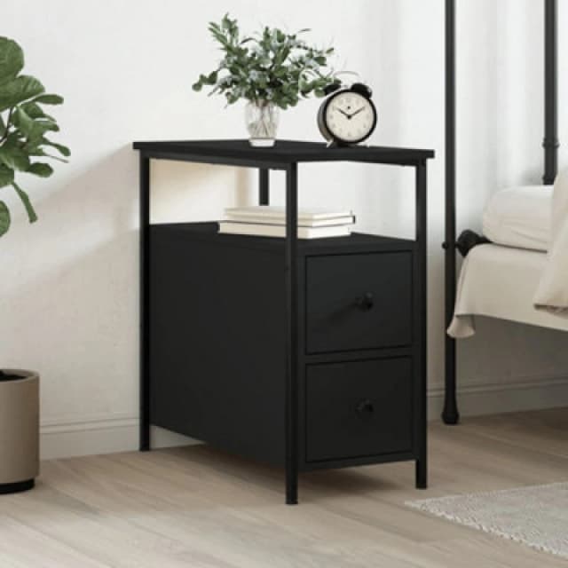VIDAXL Bedside Cabinet Black 30x60x60cm Engineered Wood Vidaxl 8720845940225