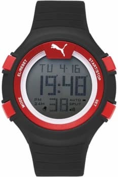 Mens Puma PU91128 FAAS 100 L - Black red Alarm Chronograph Watch PU911281006