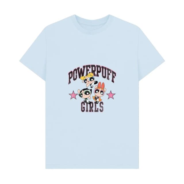 Powerpuff Girls Mens Logo T-Shirt in Light Blue Size: Small Light Blue Male S