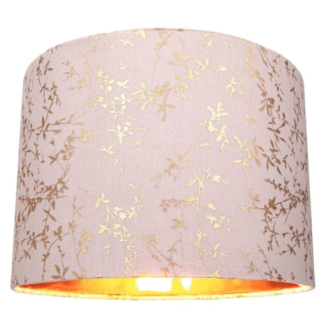 Happy Homewares Modern Soft Cotton Fabric Lamp Shade with Shiny Foil Floral Decoration in Pink Size: 12" Pink Unisex 12"