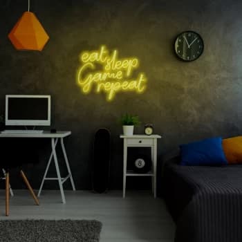 eat sleep game repeat - Yellow Yellow Wall Lamp