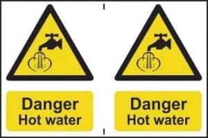 Danger Hot Water Sign SA S.Rigid PVC