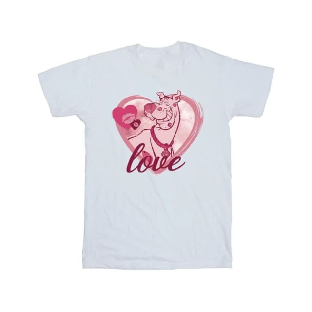 Scooby Doo Scooby Doo Men Love Kisses Cotton T-Shirt in White Size: Small White S Male 5063376333542