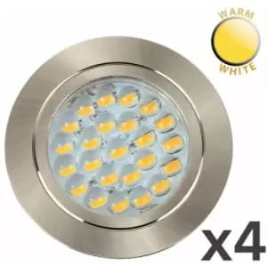 Minisun - Voyager 12V LED Recessed Brushed Chrome Downlight 2700K - Pack of 4