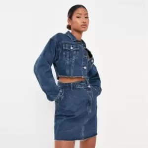 Missguided Asymmetric mid length denim skirt - Blue