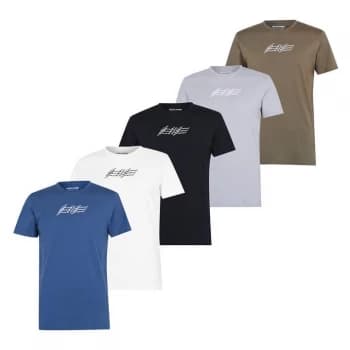 Jack and Jones 5 Pack Repeat logo T Shirt - W/Blk/Blu/Gr/Kh