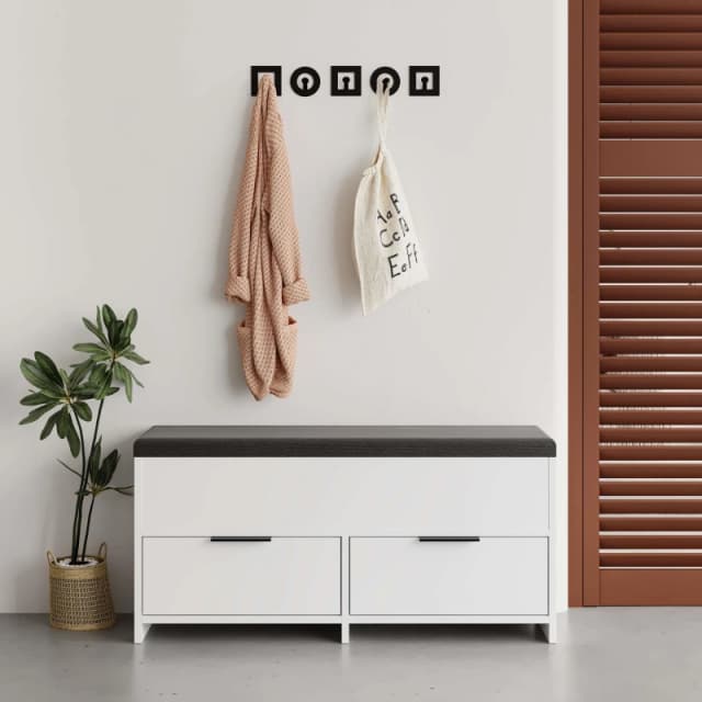 Decortie Shoe Bench Storage 34X106X50Cm Particleboard White 8683628015193