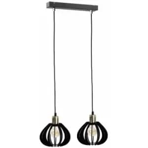 Keter Gemma Bar Pendant Ceiling Light Black, Gold, 50cm, 2x E27