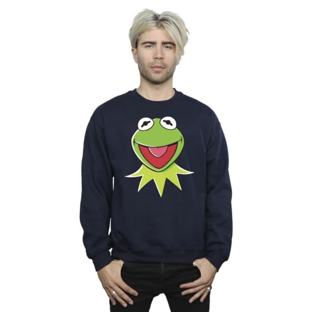 Disney Men Muppets Kermit Head Sweatshirt in Navy Size: Small Navy S Male 5063153322325