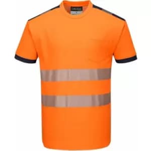 T181 - Orange/Navy Sz 3XL PW3 Hi-Vis Short Sleeved T-Shirt Viz Visibilty - Portwest