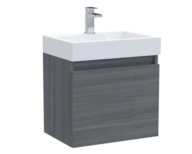 Balterley Wall Hung Vanity Unit Polymarble Basin Woodgrain Anthracite 500mm Grey