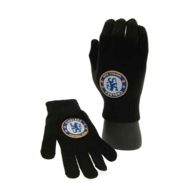 Chelsea FC Knitted Gloves in Black Unisex One Size