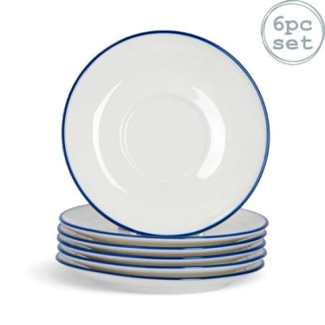 Nicola Spring White Farmhouse Teacup Saucers - 16cm - Pack of 6 White