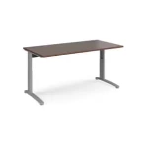 Office Desk Wheelchair Friendly Rectangular Desk 1600mm Walnut Tops With Silver Frames TR10