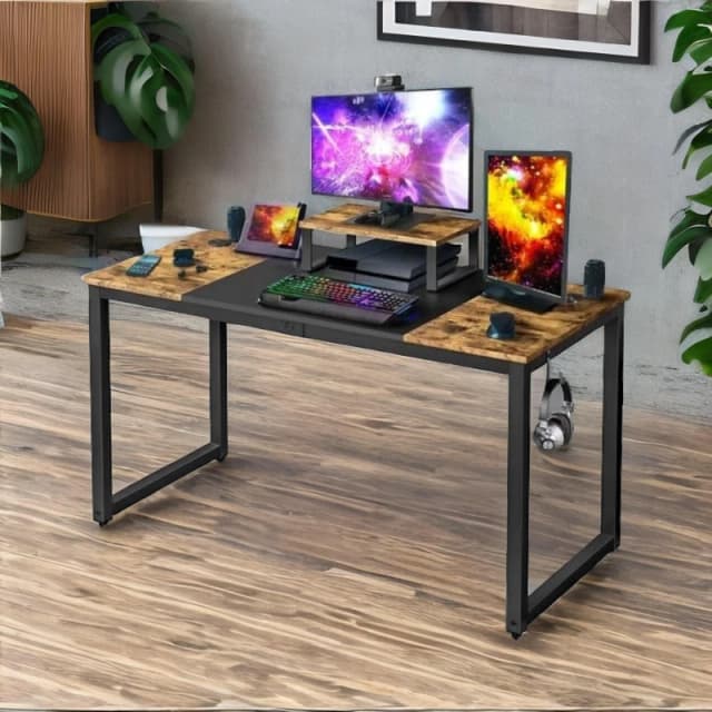 Rafaelo Mobilia Industrial Writing Desk With Moveable Monitor Mount in Dark Brown Dark Brown Unisex
