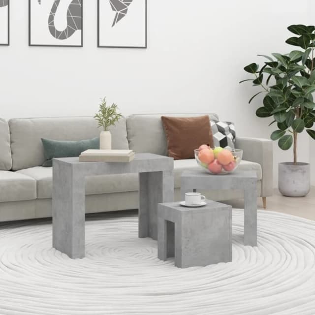 VIDAXL Nesting Coffee Tables 3 pcs Concrete Grey Engineered Wood Vidaxl 8720286610824