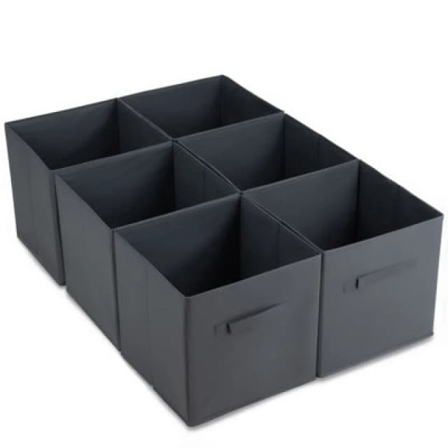LIVIVO Foldable Storage Cube Boxes - Set of 6 Grey