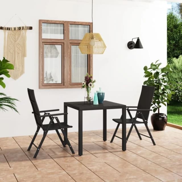 VIDAXL 3 Piece Garden Dining Set Black Vidaxl 8720286228241
