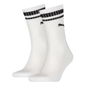 Puma Crew Heritage Stripe Sock White//Black UK Size 6-8 (2 Pair)