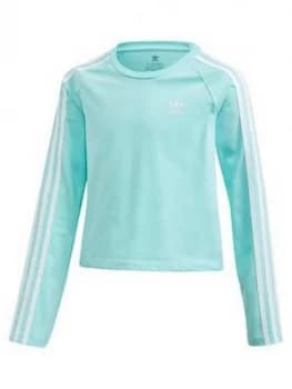 Adidas Originals Childrens 3 Stripes Long Sleeve Tee - Light Blue