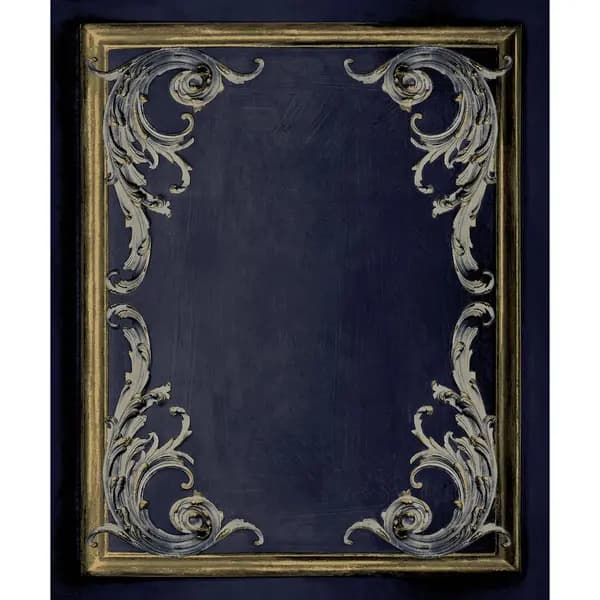 Paul Moneypenny Rococo Plaster Panel Wallpaper for Grandeco - Navy Blue