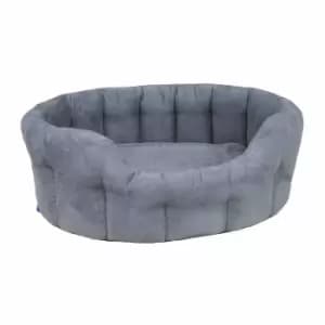 P&L Oval Faux Suede Dog Bed Medium Grey
