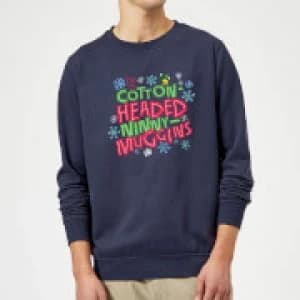 Elf Cotton-Headed Ninny-Muggins Christmas Sweatshirt - Navy - 3XL