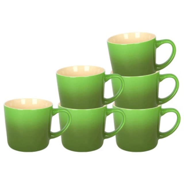 Argon Tableware New Bone China Ombre Mugs - 330Ml - Green - Pack Of 6