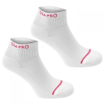 USA Pro 2 Pack Crew Socks - White