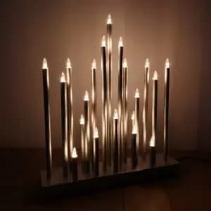 33cm Premier Christmas Candle Bridge Star Shaped with 20 LEDs In Silver Mains Power