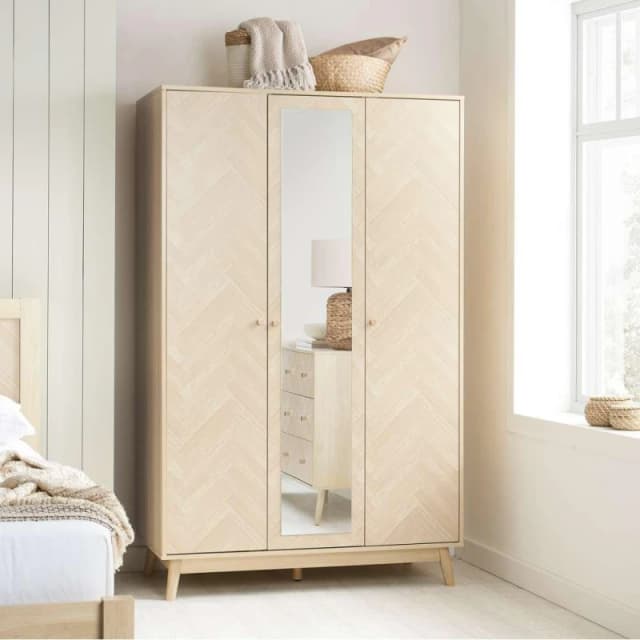 Birlea Herringford Light Oak 3 Door Mirrored Wardrobe