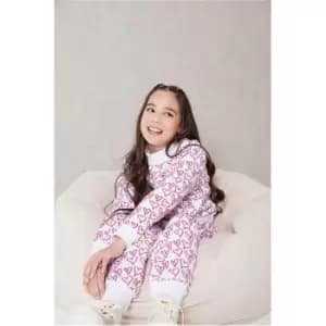 I Saw It First Pink Girls Heart Repeat Print Oversized Joggers - Pink