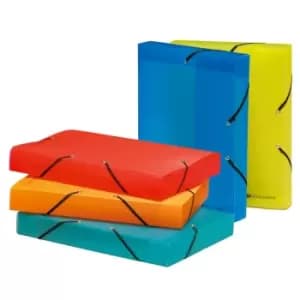 Linicolor Elasticated Box File PP A4 40mm, Assorted, Pack of 11