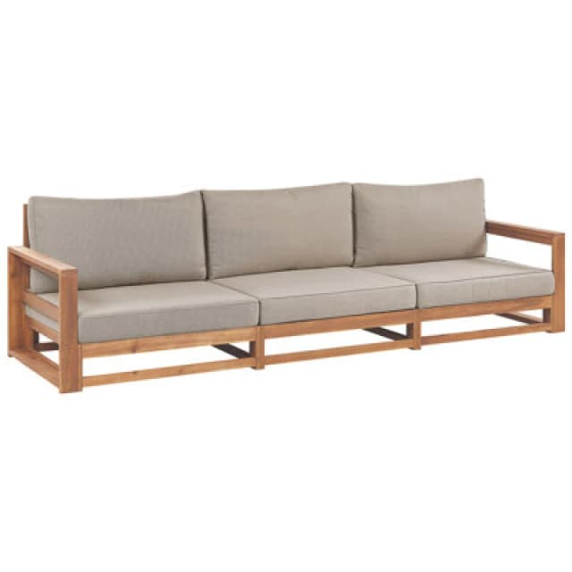 Beliani Garden Sofa 3 Seater Timor Modular Certified Acacia Wood Light Brown