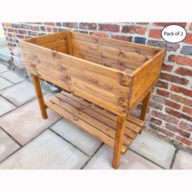 Charles Taylor Multi Pack of 2 - The Peakes Veg Planter - Wood - L55.5 x W102 x H85cm in Light Brown Light Brown Unisex