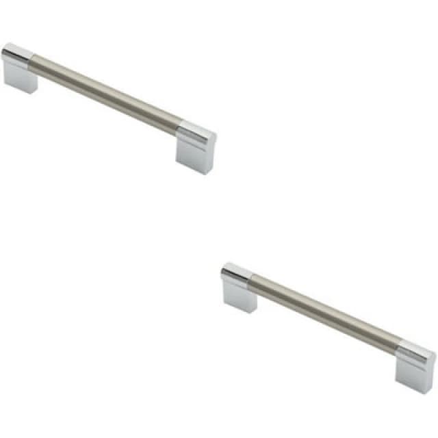 Loops 2x Keyhole Bar Pull Handle 172 x 14mm 160mm Fixing Centres Satin Nickel & Chrome Metallics unisex