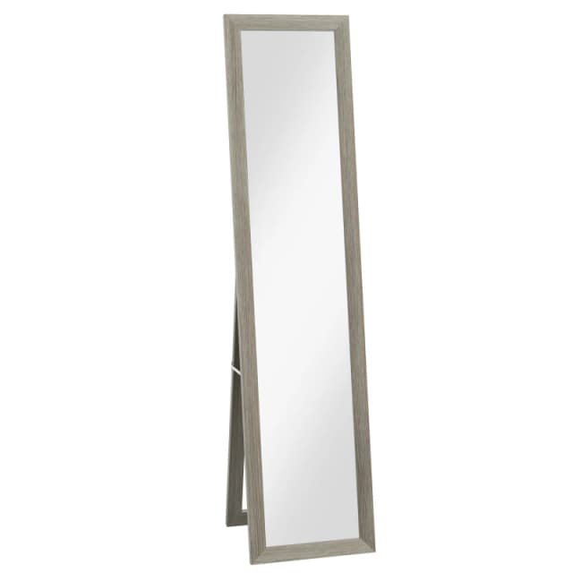 HOMCOM Free Standing Mirror w/ Anti Slip Pads & Wood-Effect Frame for Bedroom, Hallway or Lounge, 155 x 40 cm, Grey Aosom UK