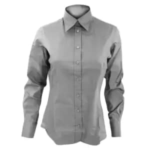 Kustom Kit Ladies Corporate Long Sleeve Oxford Shirt (10) (Silver Grey)